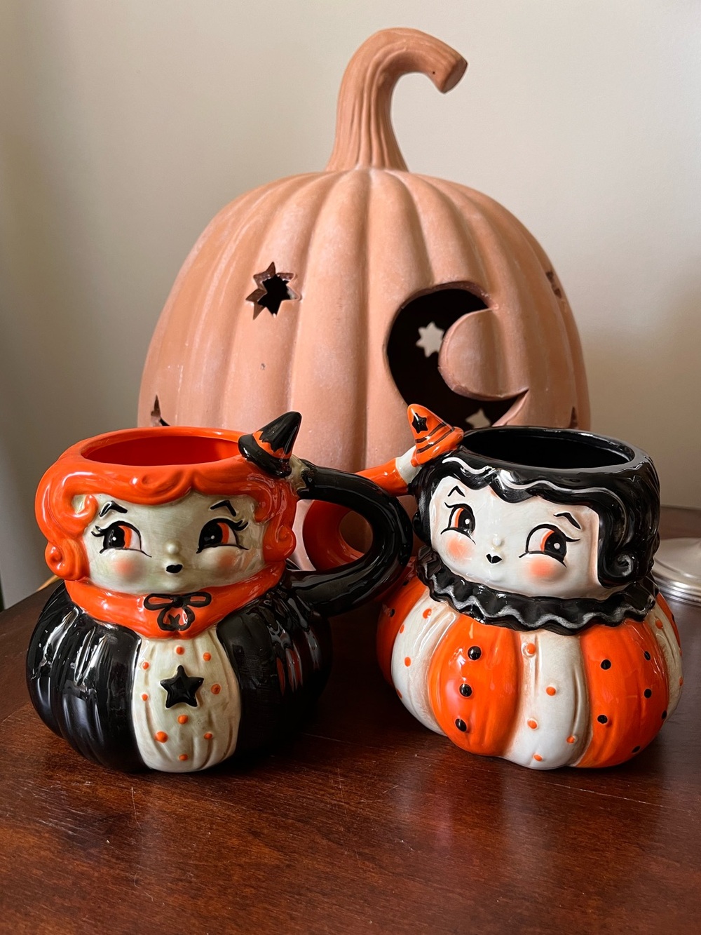 Johanna Parker Halloween Witch Girl Mugs Set Brunette + Red-head Ceramic 2026
